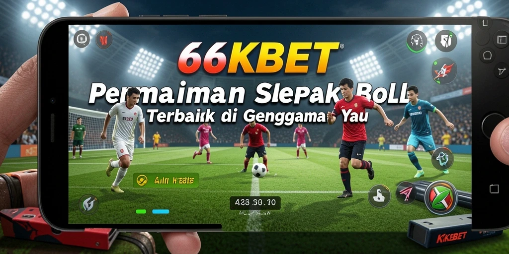 Tangkapan layar utama 66KBET menampilkan aksi seru di lapangan sepak bola.