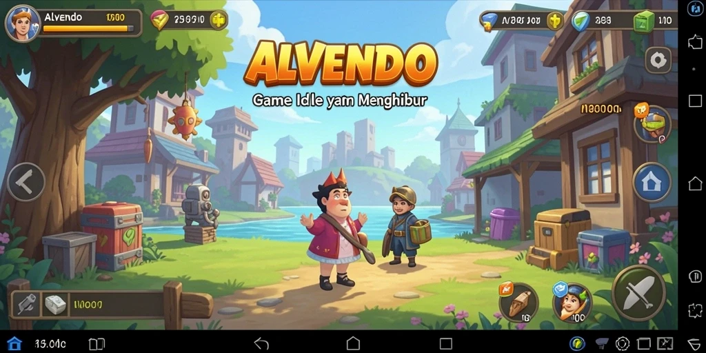 Tampilan gameplay ALVENDO menampilkan karakter yang aktif di dunia game Idle.