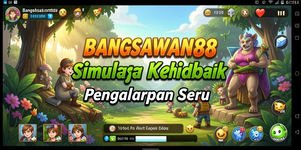 Screenshot gameplay BANGSAWAN88 menampilkan karakter dan desain lingkungan yang menarik.