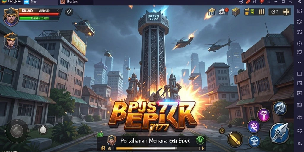 Tampilan gameplay menara pertahanan yang menegangkan dan strategis.
