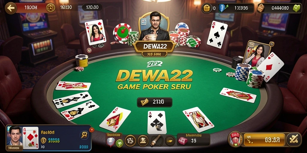 Tampilan gameplay seru DEWA22 dengan aksi Poker yang mendebarkan.