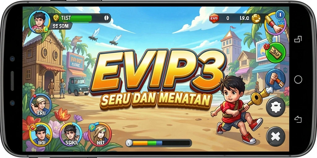 Tampilan gameplay menarik dari EVIP3 dengan rintangan penuh warna.