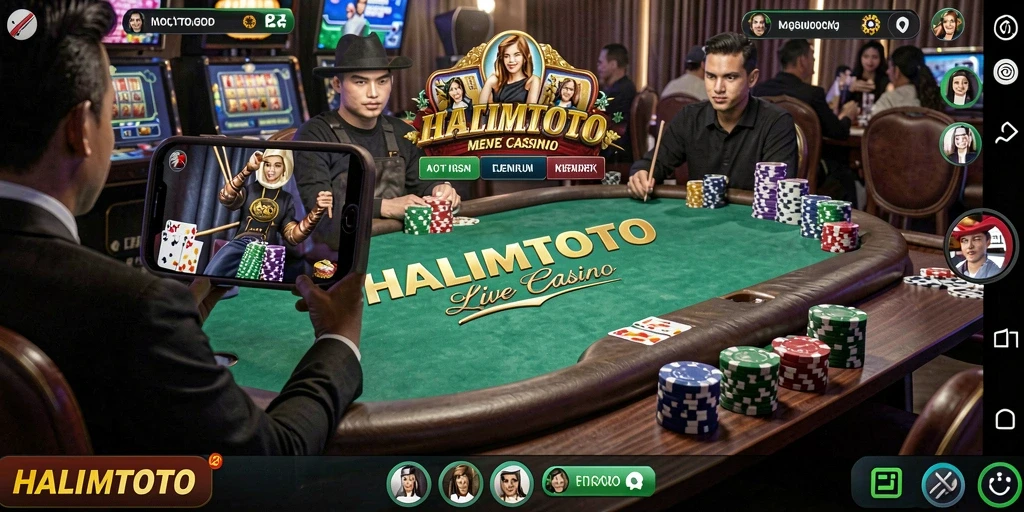 Tampilan menarik dari gameplay Live Casino di HALIMTOTO.