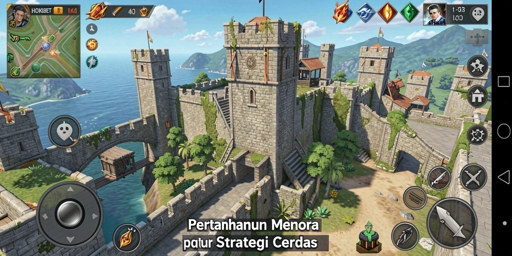 Tampilan gameplay menantang dalam HOKIBET Tower Defense.