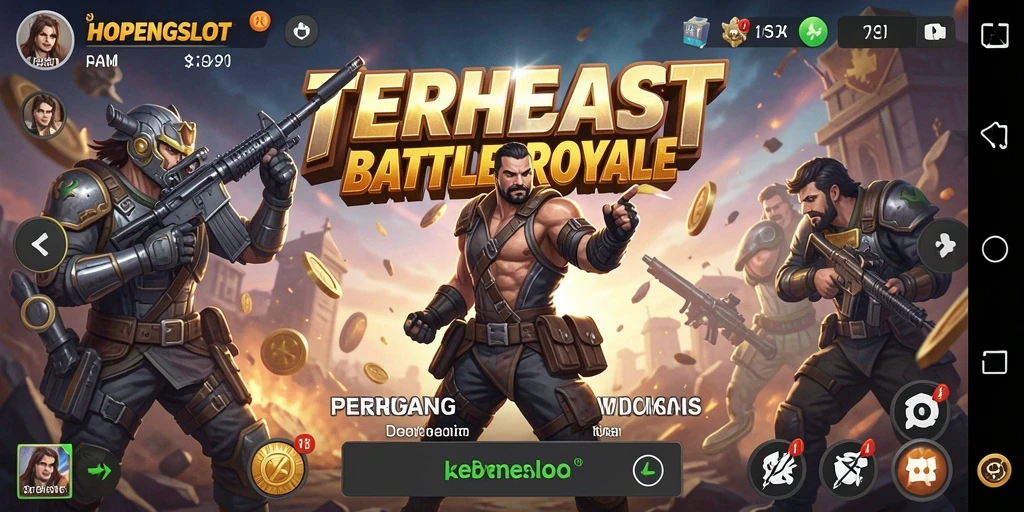 Screenshot HOPENGSLOT menampilkan pertempuran seru di arena Battle Royale.