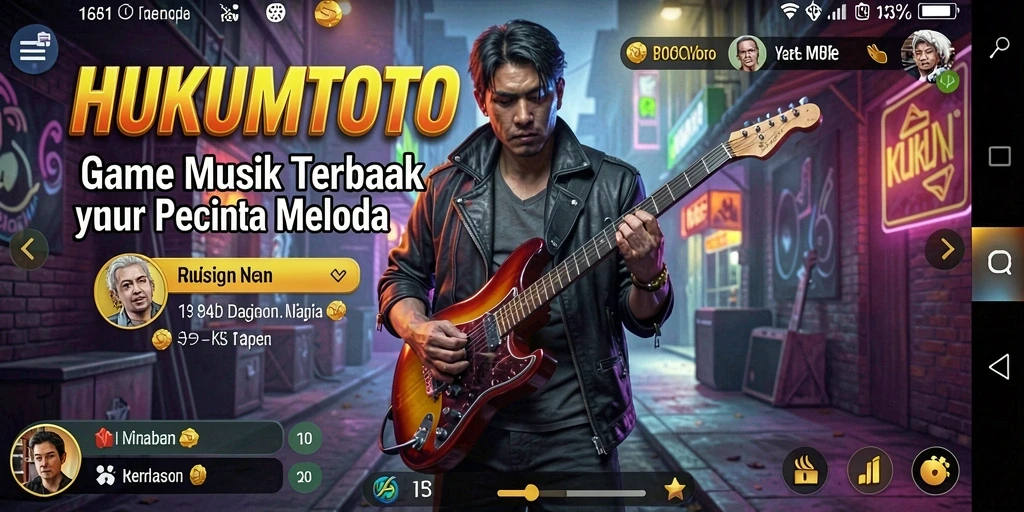 Tangkapan layar gameplay HUKUMTOTO yang menampilkan antarmuka musik yang menarik.