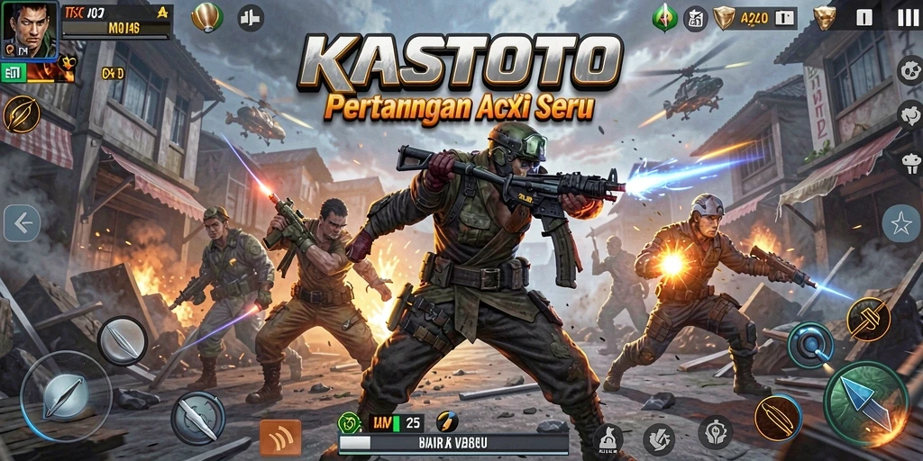 Tampilan gameplay KASTOTO yang penuh aksi dan pertarungan seru.