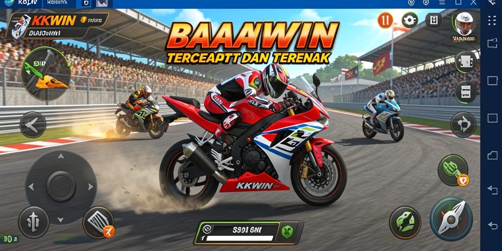 Screenshot KKWIN menunjukkan aksi balapan motor yang mendebarkan.