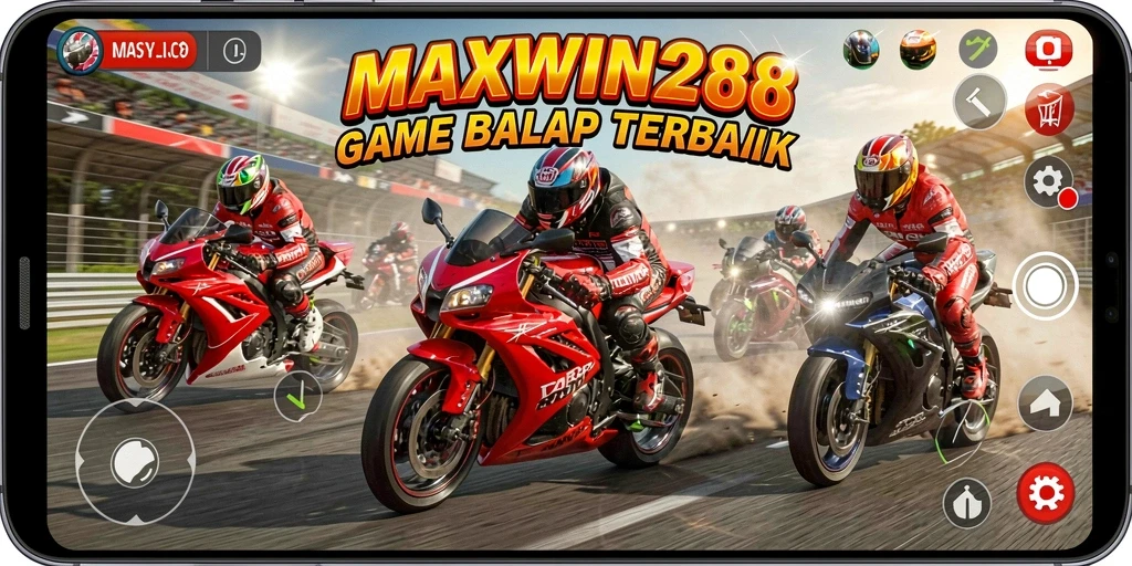 Gameplay balapan motor yang penuh aksi dan menegangkan.