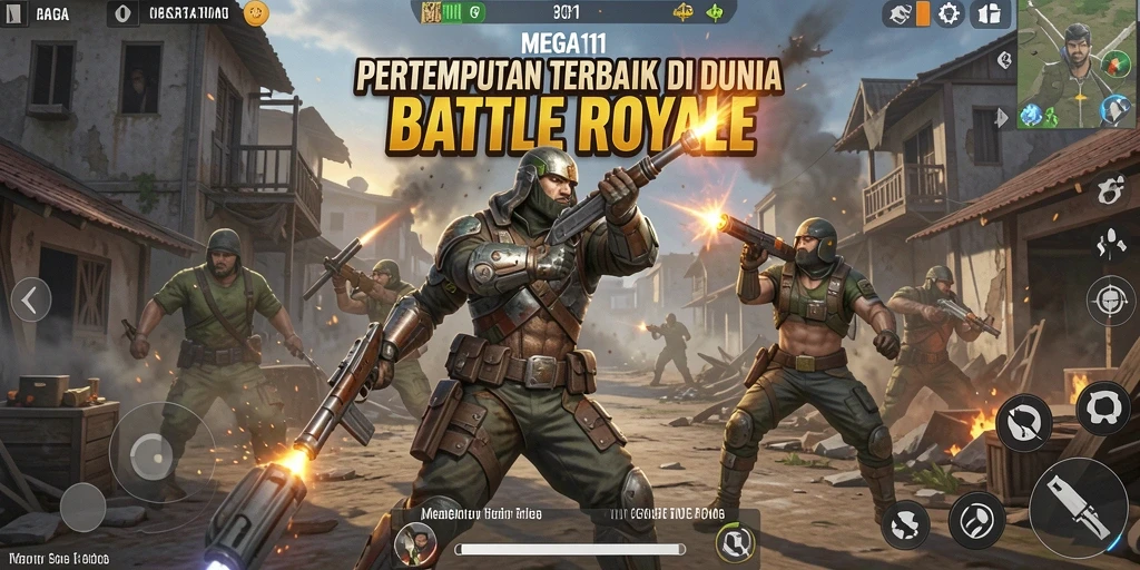 Gameplay MEGA111 yang menegangkan dalam pertarungan Battle Royale.