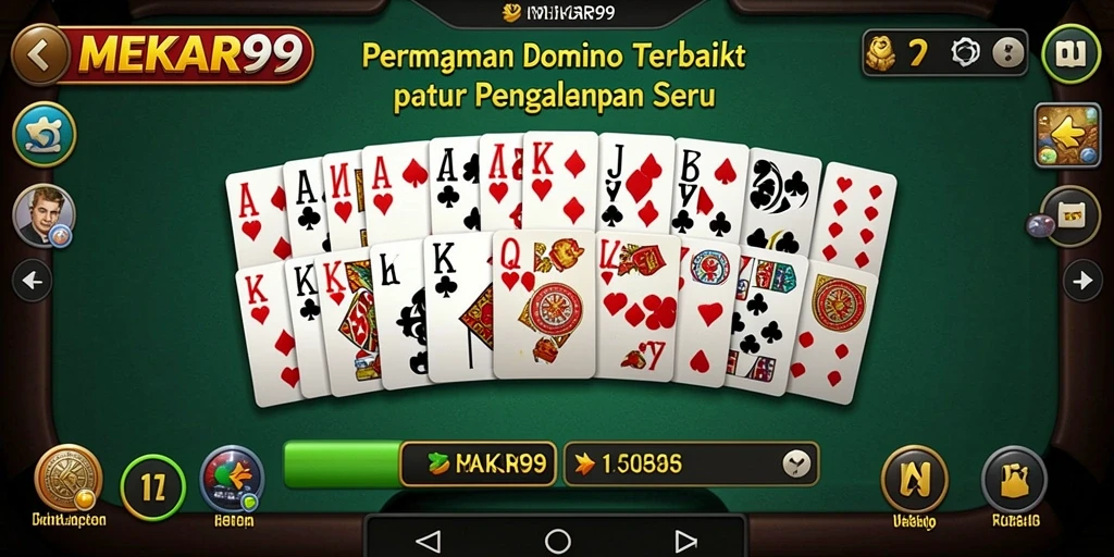 Tampilan gameplay seru dari MEKAR99 dengan aksi domino yang mendebarkan.