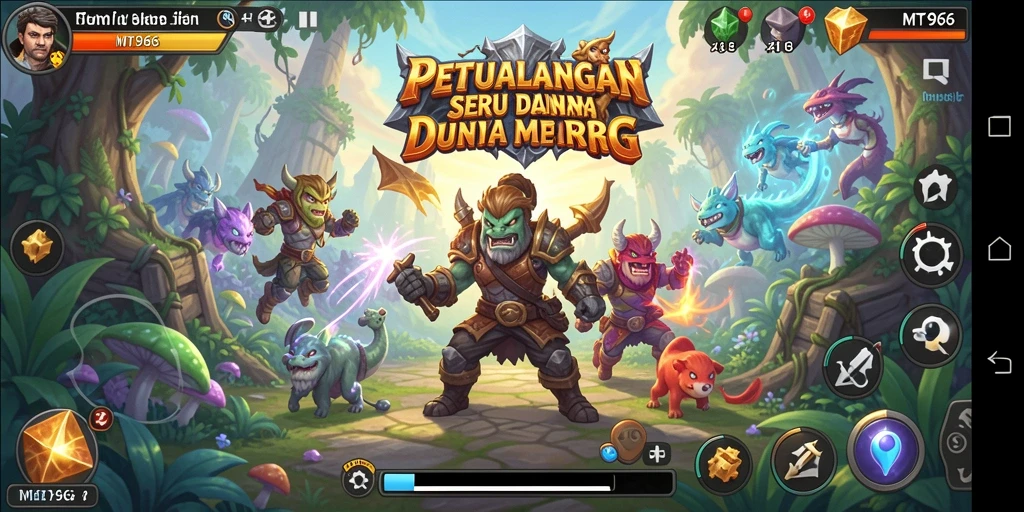 Screenshot utama MT966 menampilkan aksi pertarungan seru dalam gameplay RPG.