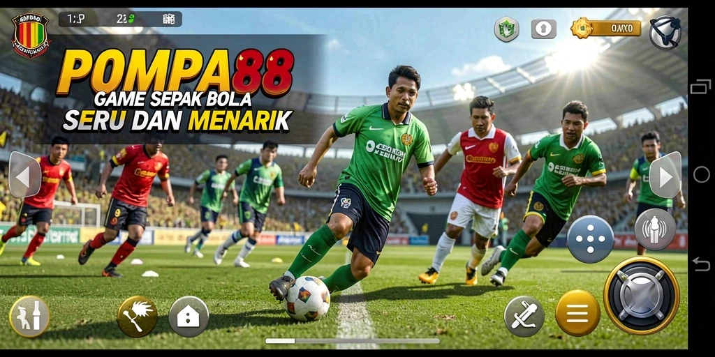 Screenshot game POMPA88 menampilkan laga seru sepak bola.