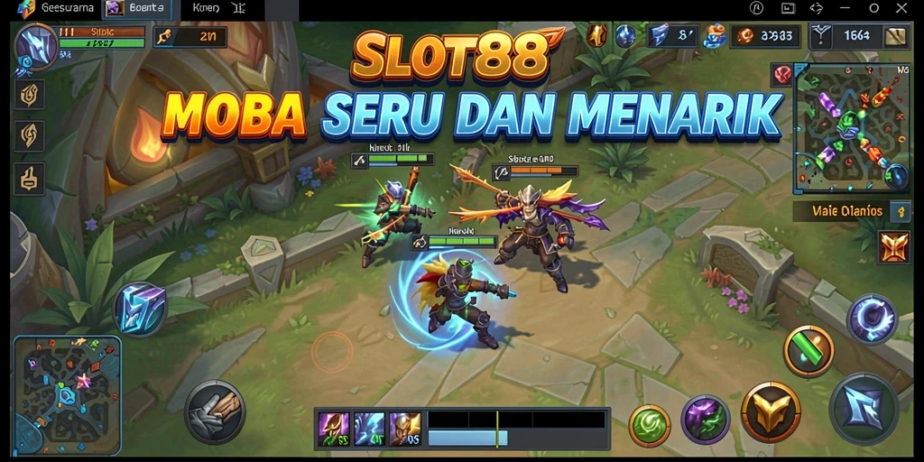Screenshot menampilkan aksi seru dalam permainan MOBA SLOT88.