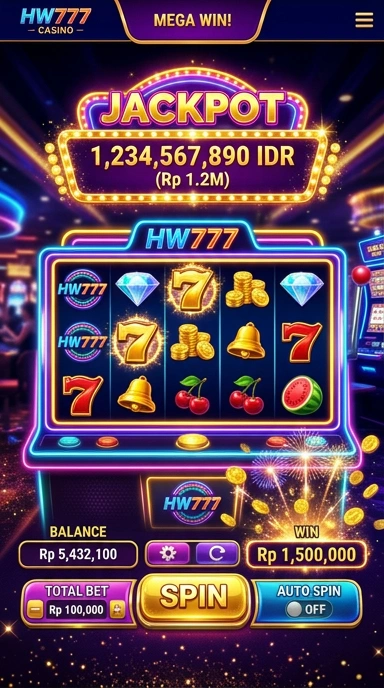 Tampilan utama aplikasi hw777 yang menarik.
